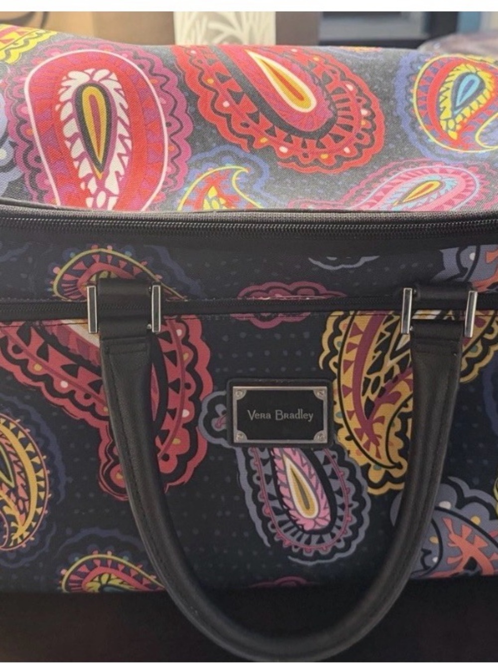 Vera Bradley Paisley Rolling weekender Bag in Black Multi